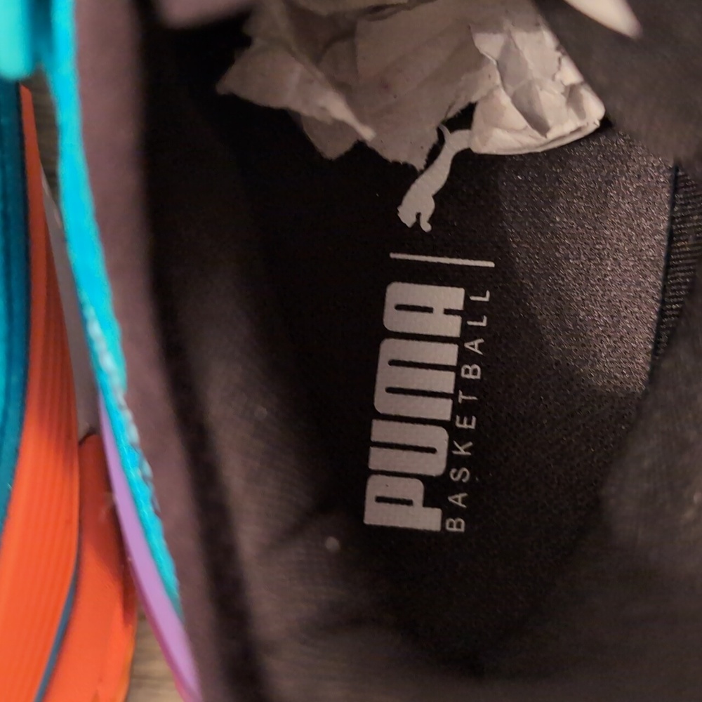Puma Men's Blue and Orange Basketball Sneakers - Picture 3 of 6
